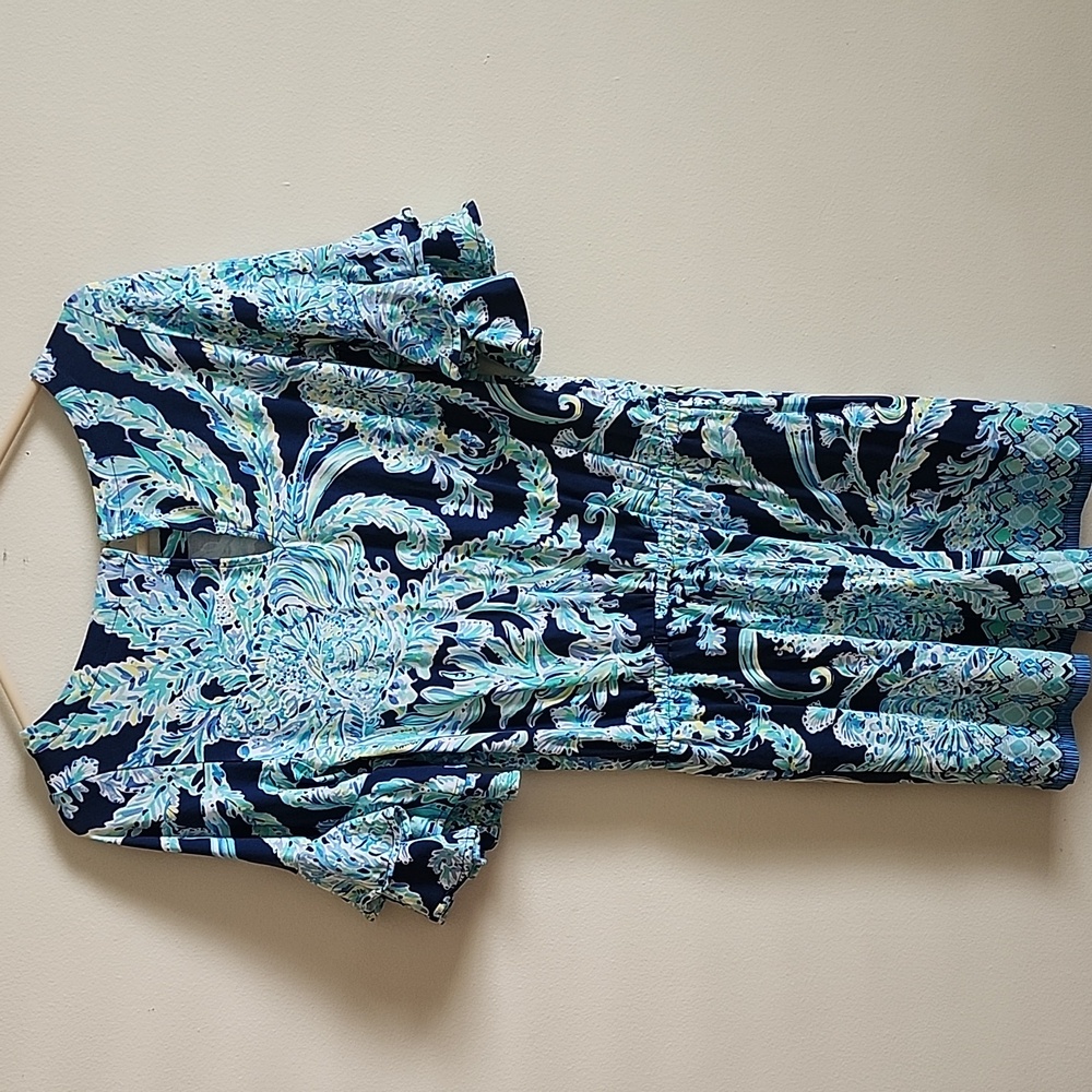 Lilly Pulitzer Vibrant Blue Romper Womens Small Tropical Resortwear - Picture 6 of 6